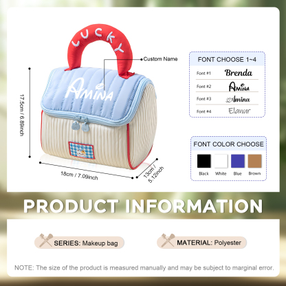 Personalisierter 1 Name Polyester Schminktasche in 3 Farben – Perfektes Geschenk