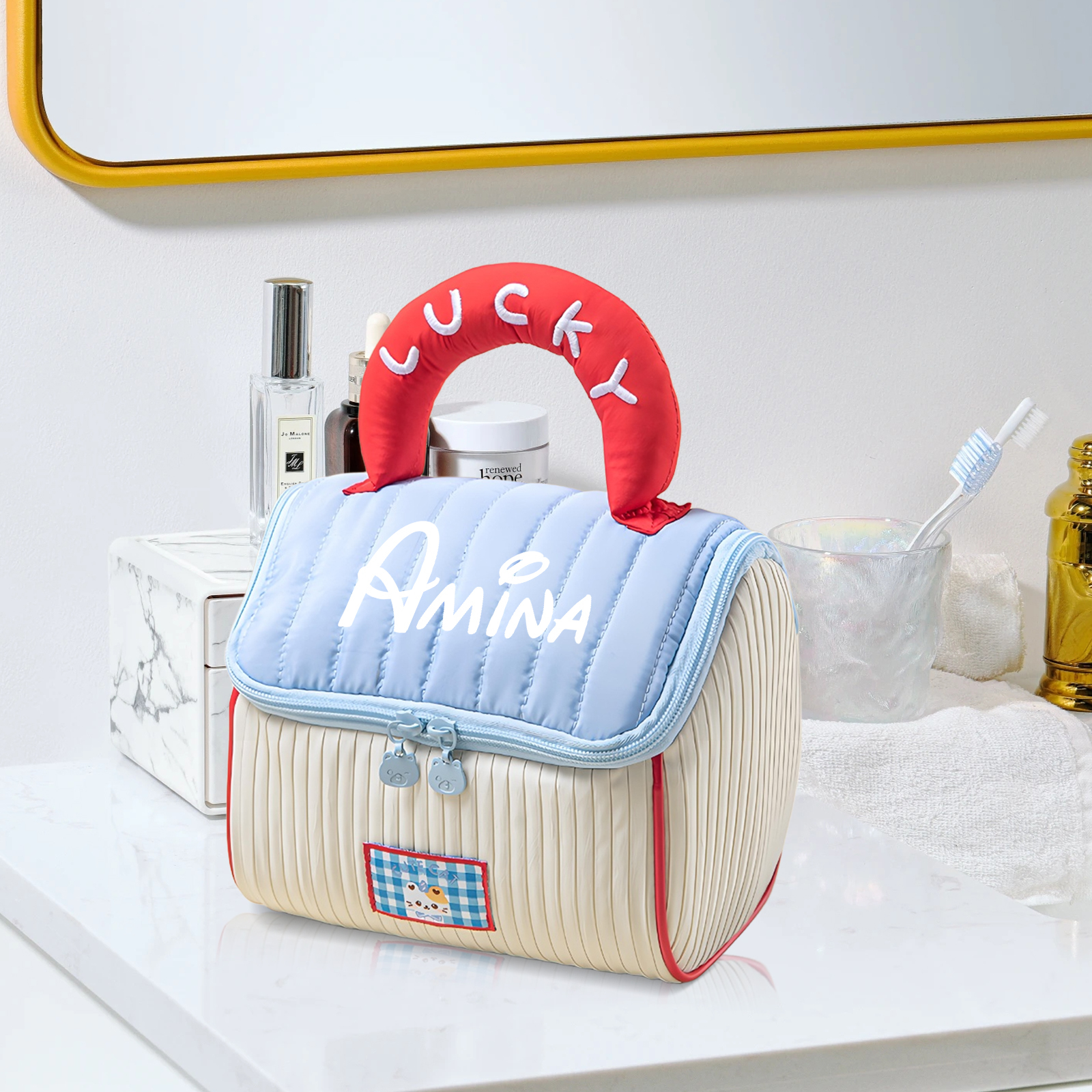 Personalisierter 1 Name Polyester Schminktasche in 3 Farben – Perfektes Geschenk