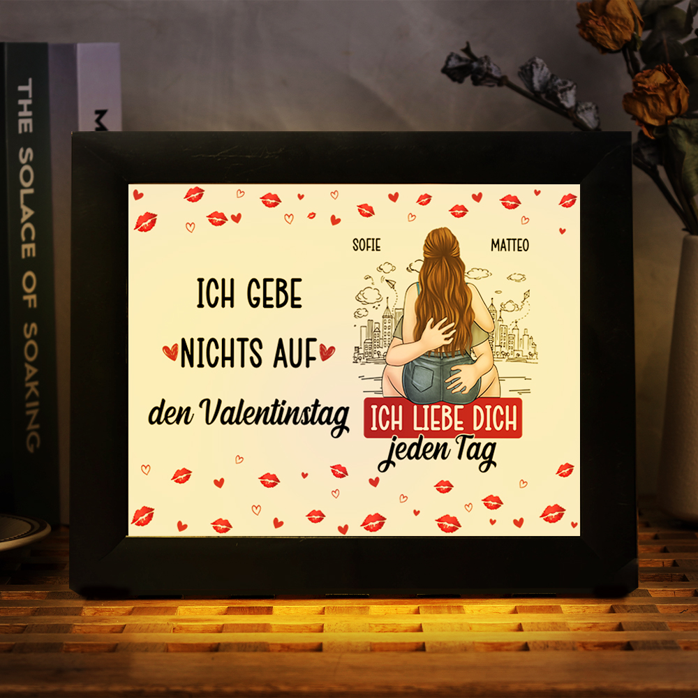 Personalisierter romantischer LED-Bilderrahmen für Paare – Ich liebe dich jeden Tag
