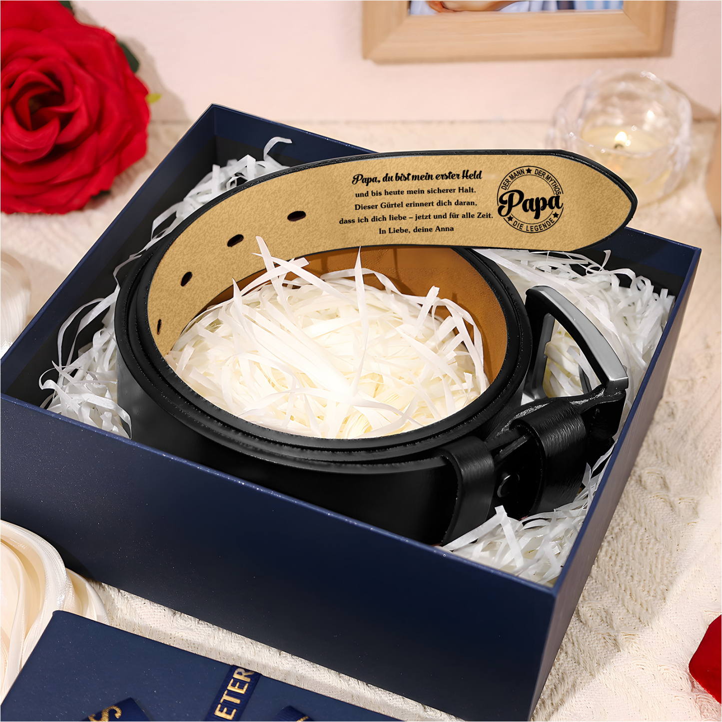 Personalisierter Ledergürtel mit Gravur Papa Herren Gürtel Geschenk für Papa zum Vatertag