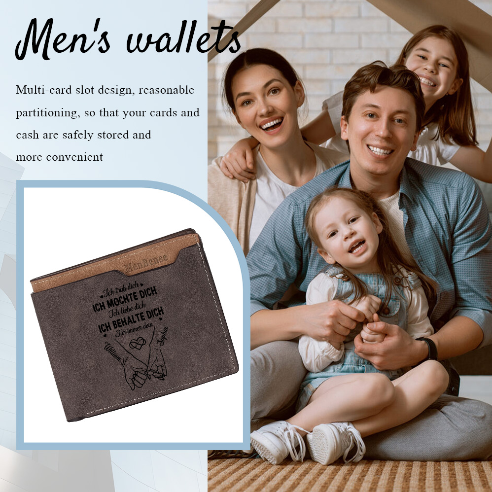 Personalisierte Geldbörse aus PU-Leder mit Namen und Kalender für Herren