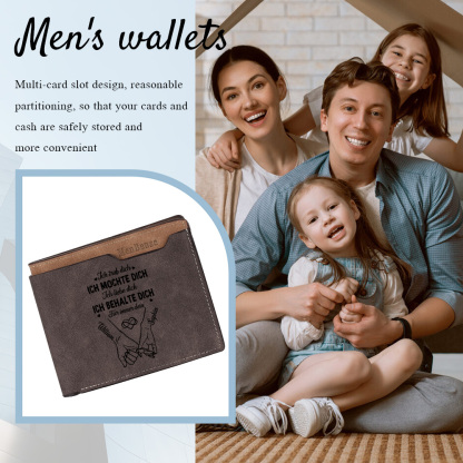 Personalisierte Geldbörse aus PU-Leder mit Namen und Kalender für Herren