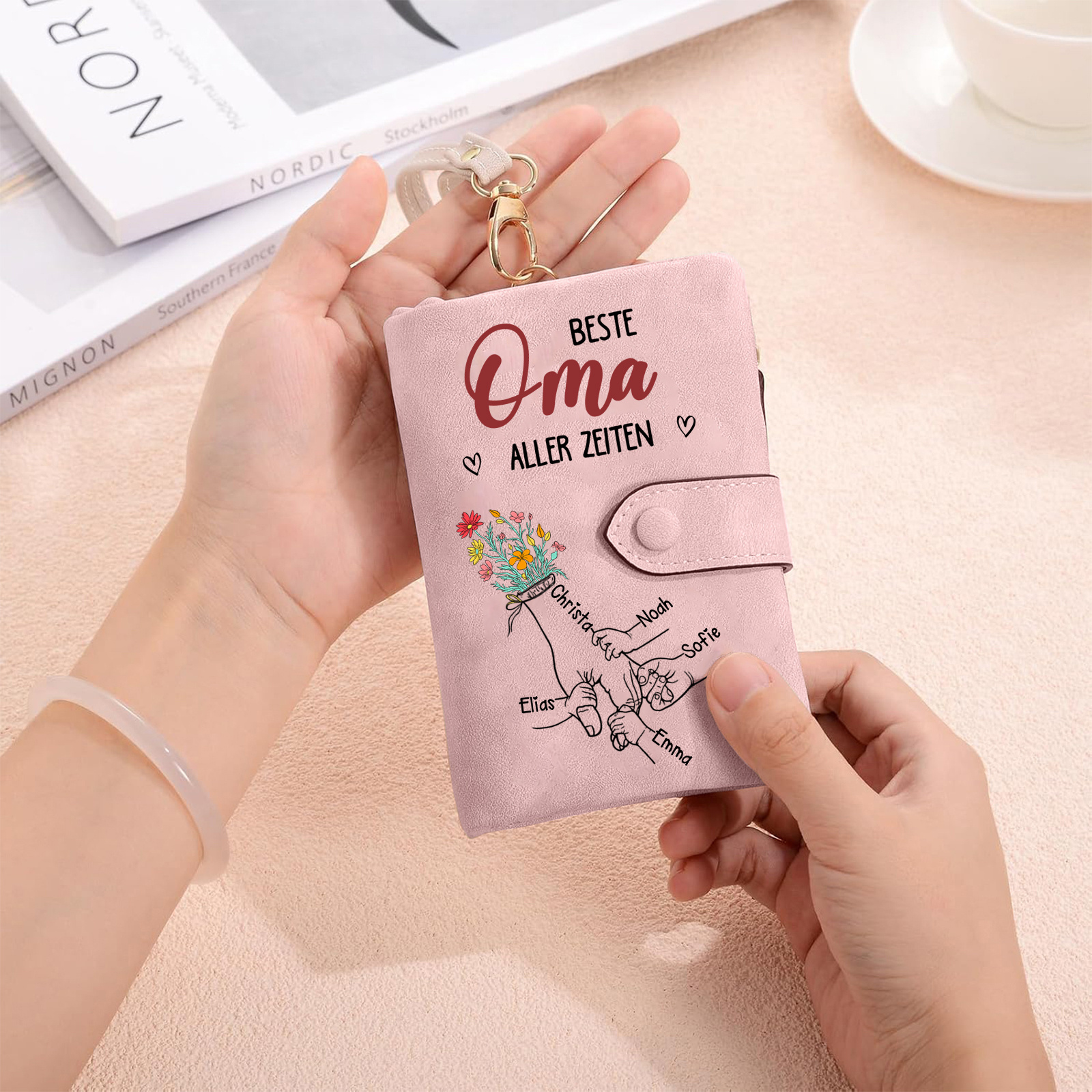 Personalisierte Damen-Geldbörse „Beste Mama/Oma aller Zeiten“ mit 1-6 Kindernamen