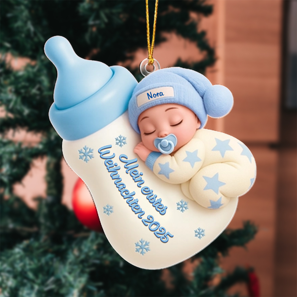 Schlafbaby-Ornament Babyflasche Erstes Weihnachten