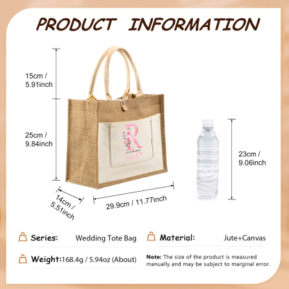Personalisierter Name & Buchtsbe & Text Hanfjute Tasche – Praktische und umweltfreundliche Jute-Tasche