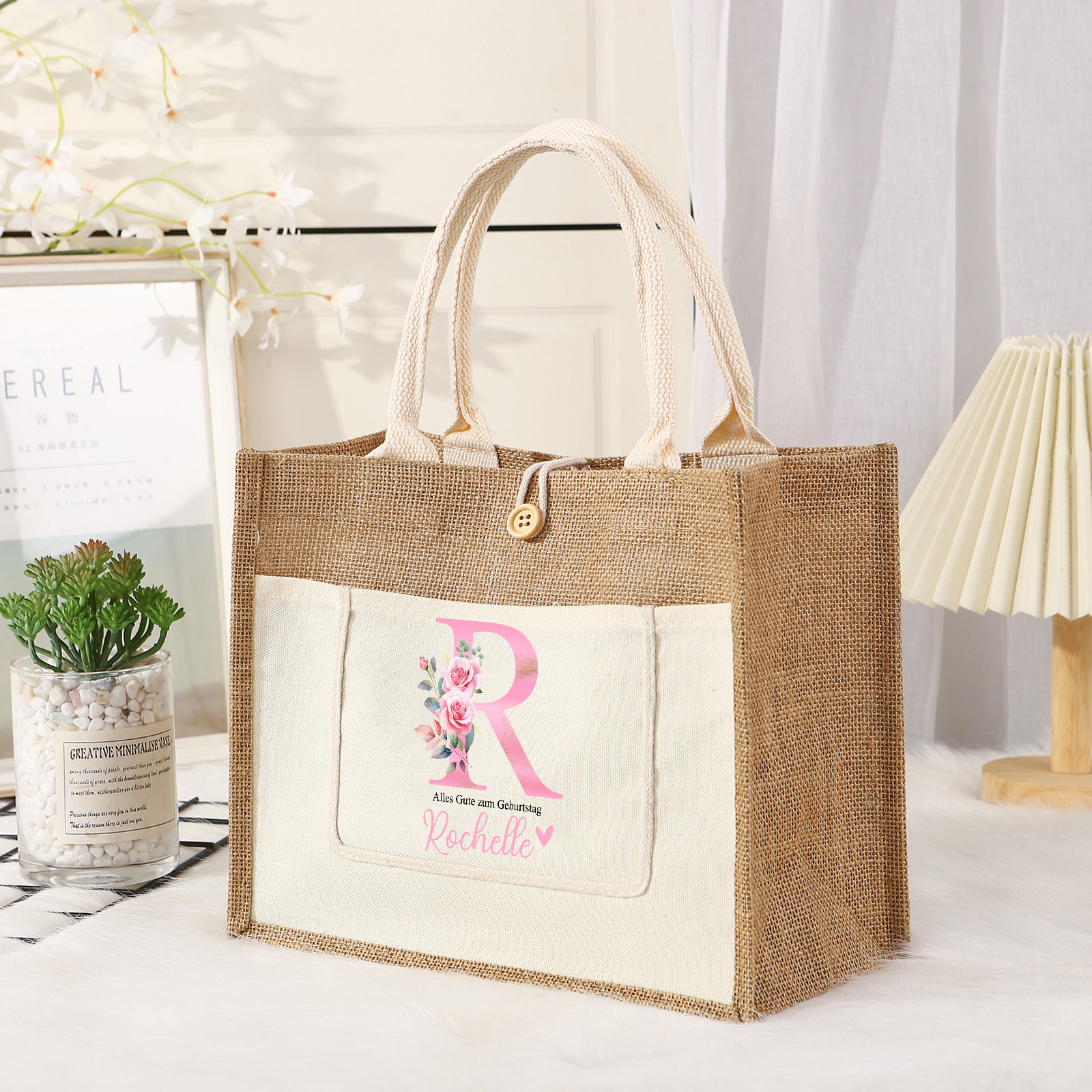 Personalisierter Name & Buchtsbe & Text Hanfjute Tasche – Praktische und umweltfreundliche Jute-Tasche