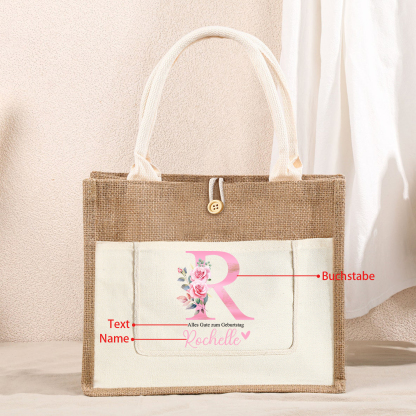 Personalisierter Name & Buchtsbe & Text Hanfjute Tasche – Praktische und umweltfreundliche Jute-Tasche