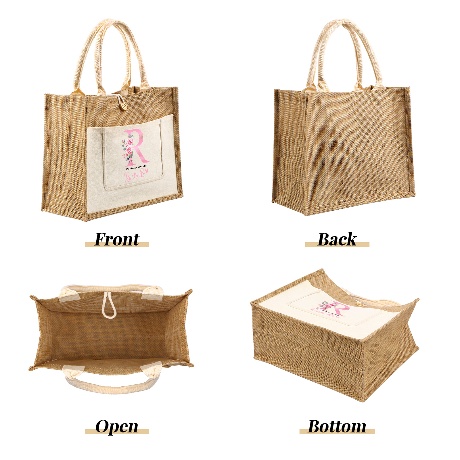 Personalisierter Name & Buchtsbe & Text Hanfjute Tasche – Praktische und umweltfreundliche Jute-Tasche