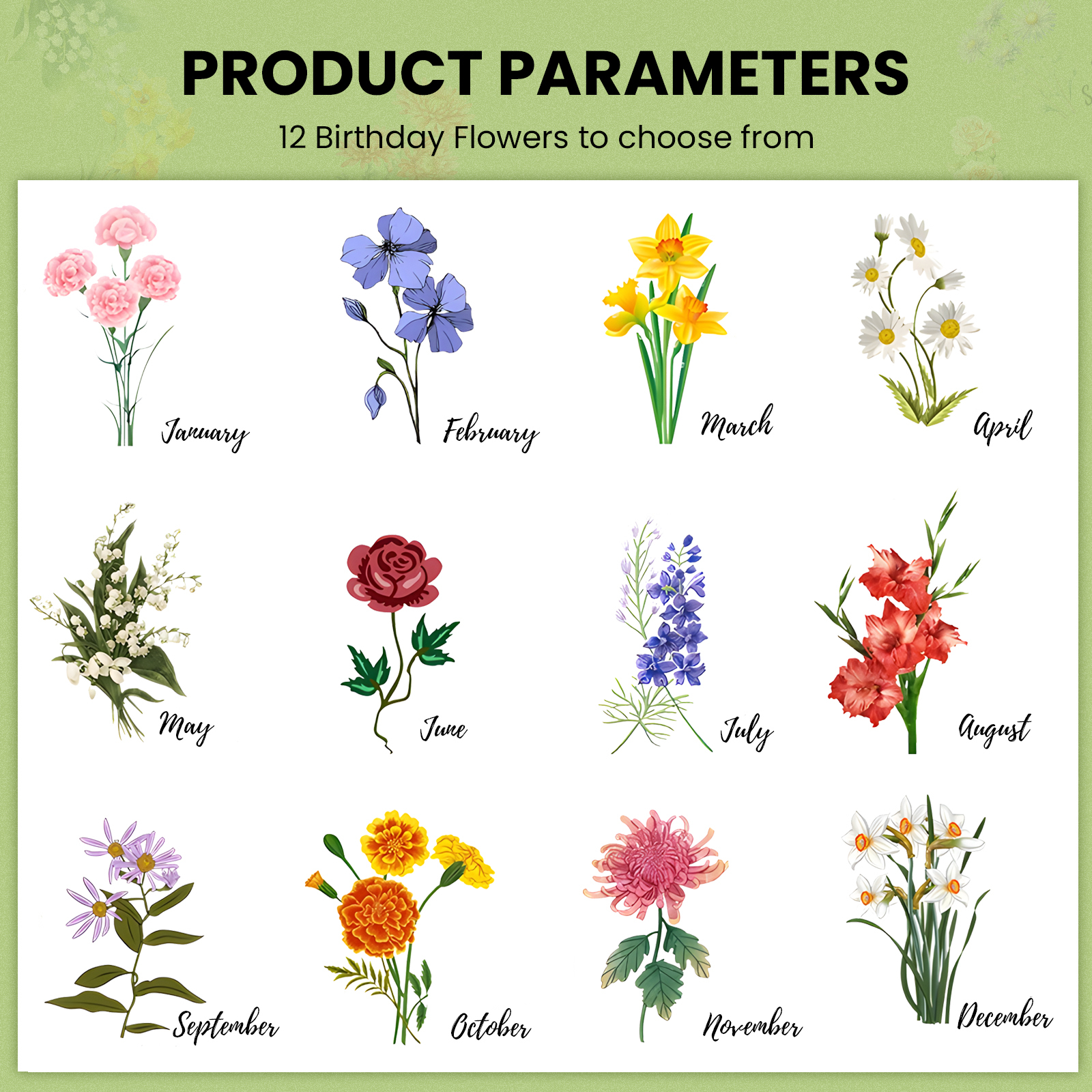 Personalisierte 2-8 Namen & Geburtsblumen & Text Gartentasche Familie große kapazität Gartentasche für Gartenwerkzeug nähen