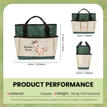 Personalisierte 2-8 Namen & Text Gartentasche Blume Hand in Hand Familie große kapazität Gartentasche für Gartenwerkzeug nähen