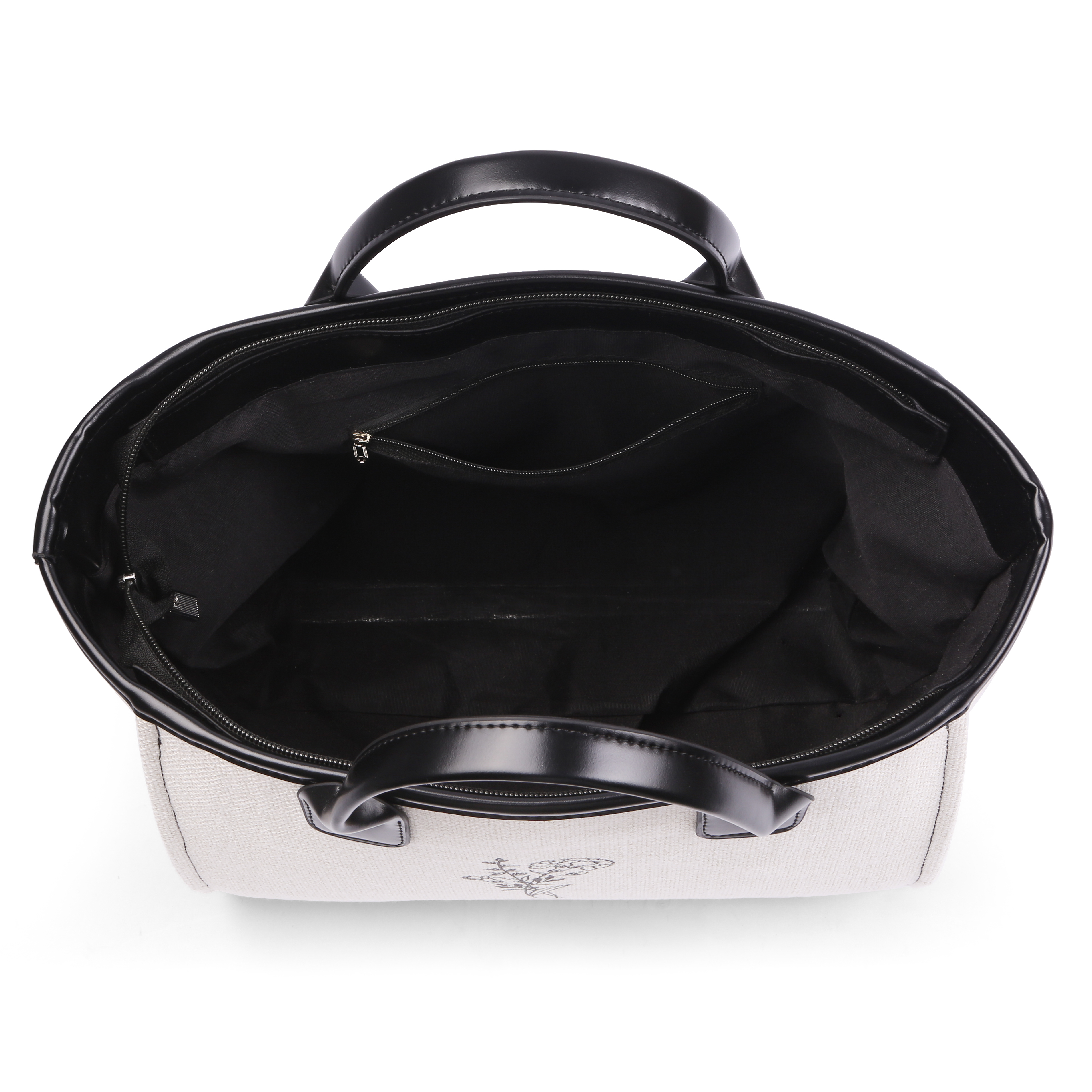 Personalisierter 1 Name & Geburtsblume Weiß/ Hellbraun/ Schwarz Segeltuch-Handtasche