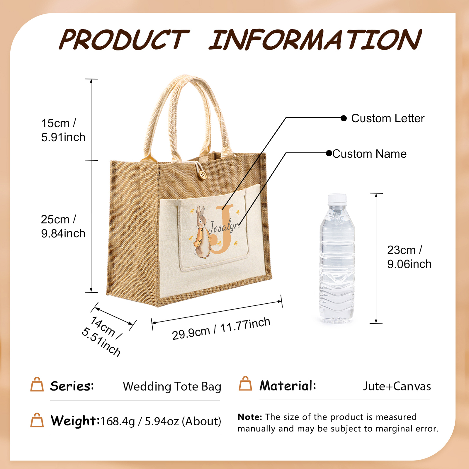 Personalisierbarer Name & Buchstabe Ostern Leinen Hase Tasche