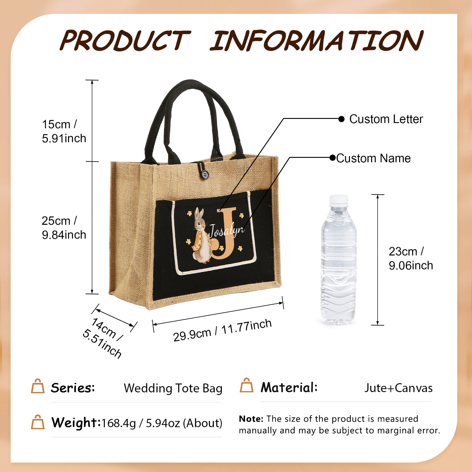 Personalisierbarer Name & Buchstabe Ostern Leinen Hase Tasche