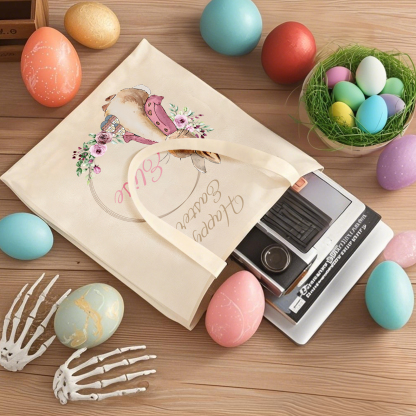 Personalisierbarer Name & Text Ostern Leinen Hase Tasche