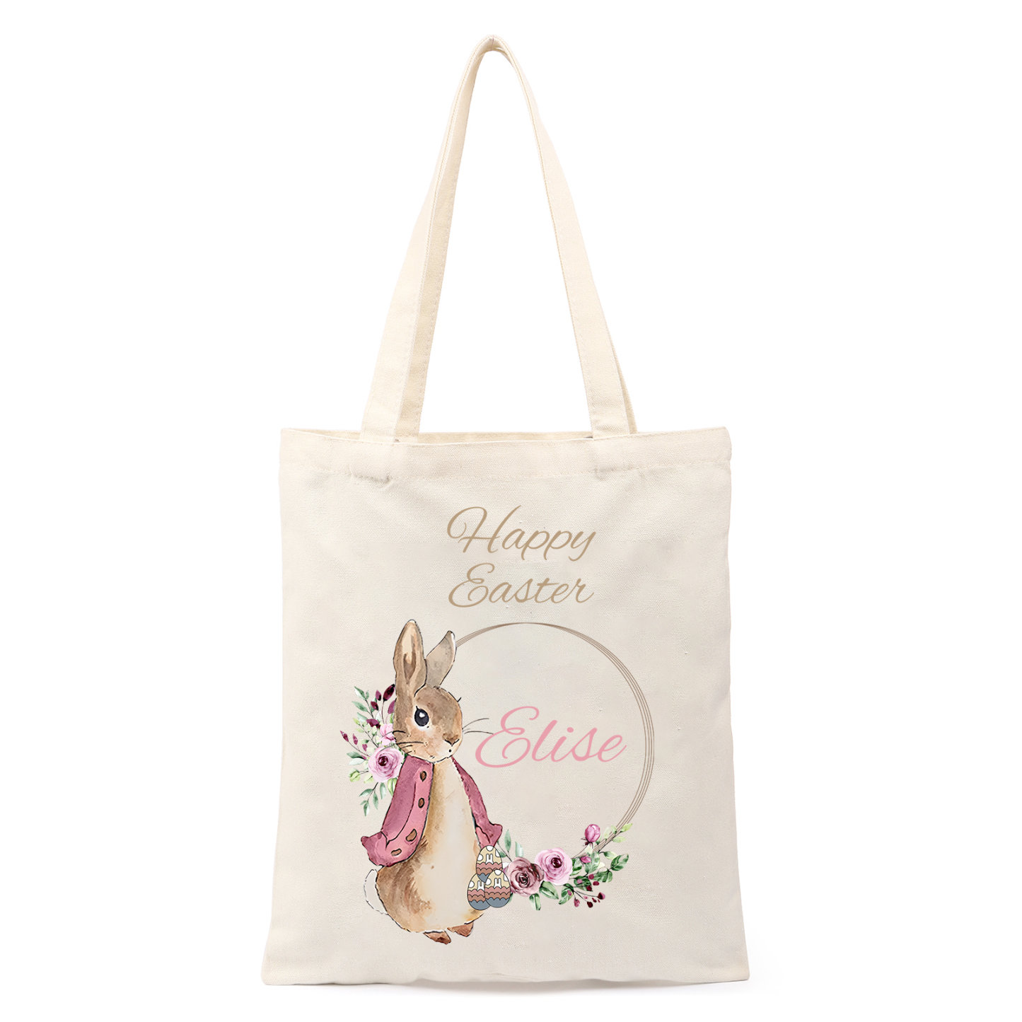 Personalisierbarer Name & Text Ostern Leinen Hase Tasche