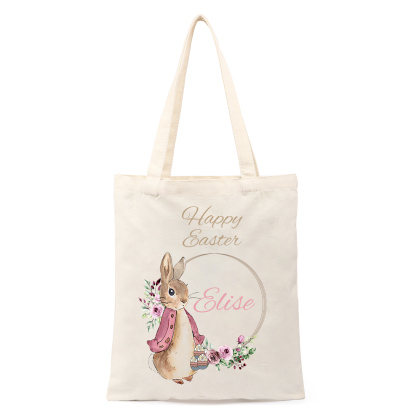 Personalisierbarer Name & Text Ostern Leinen Hase Tasche