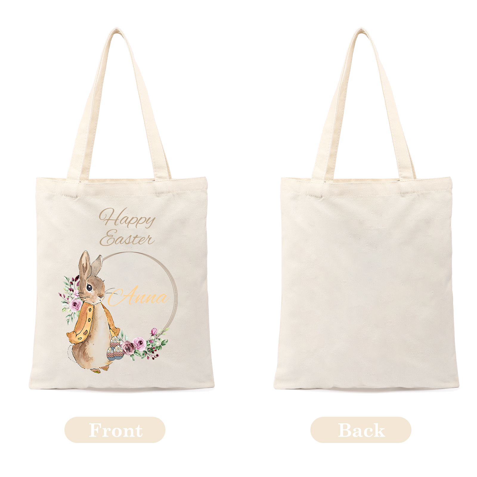 Personalisierbarer Name & Text Ostern Leinen Hase Tasche