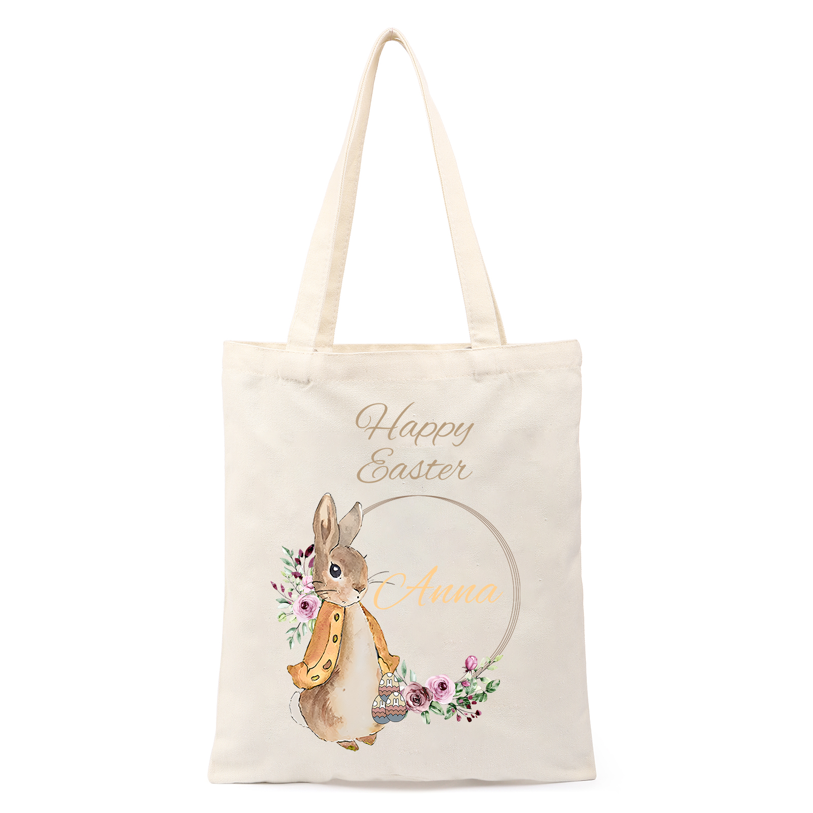 Personalisierbarer Name & Text Ostern Leinen Hase Tasche