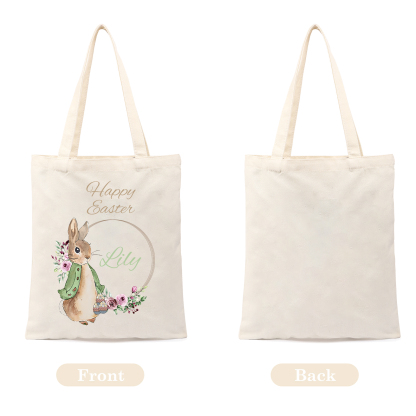 Personalisierbarer Name & Text Ostern Leinen Hase Tasche