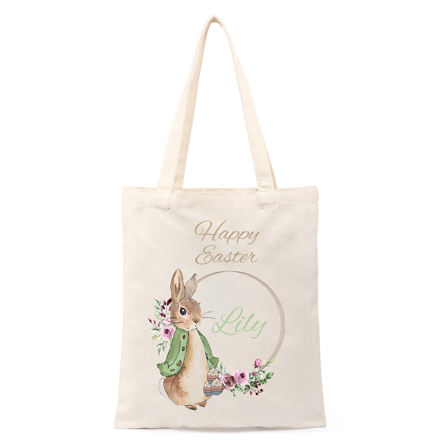 Personalisierbarer Name & Text Ostern Leinen Hase Tasche