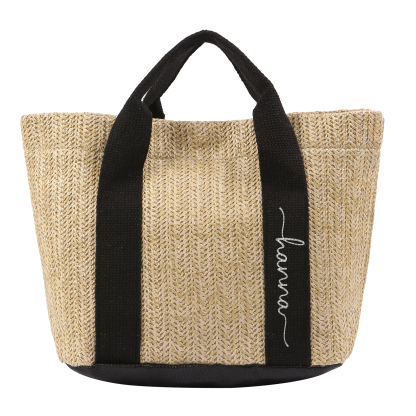 Personalisierbarer Name in 5 Stile Stroh Leinen Damen-Tasche