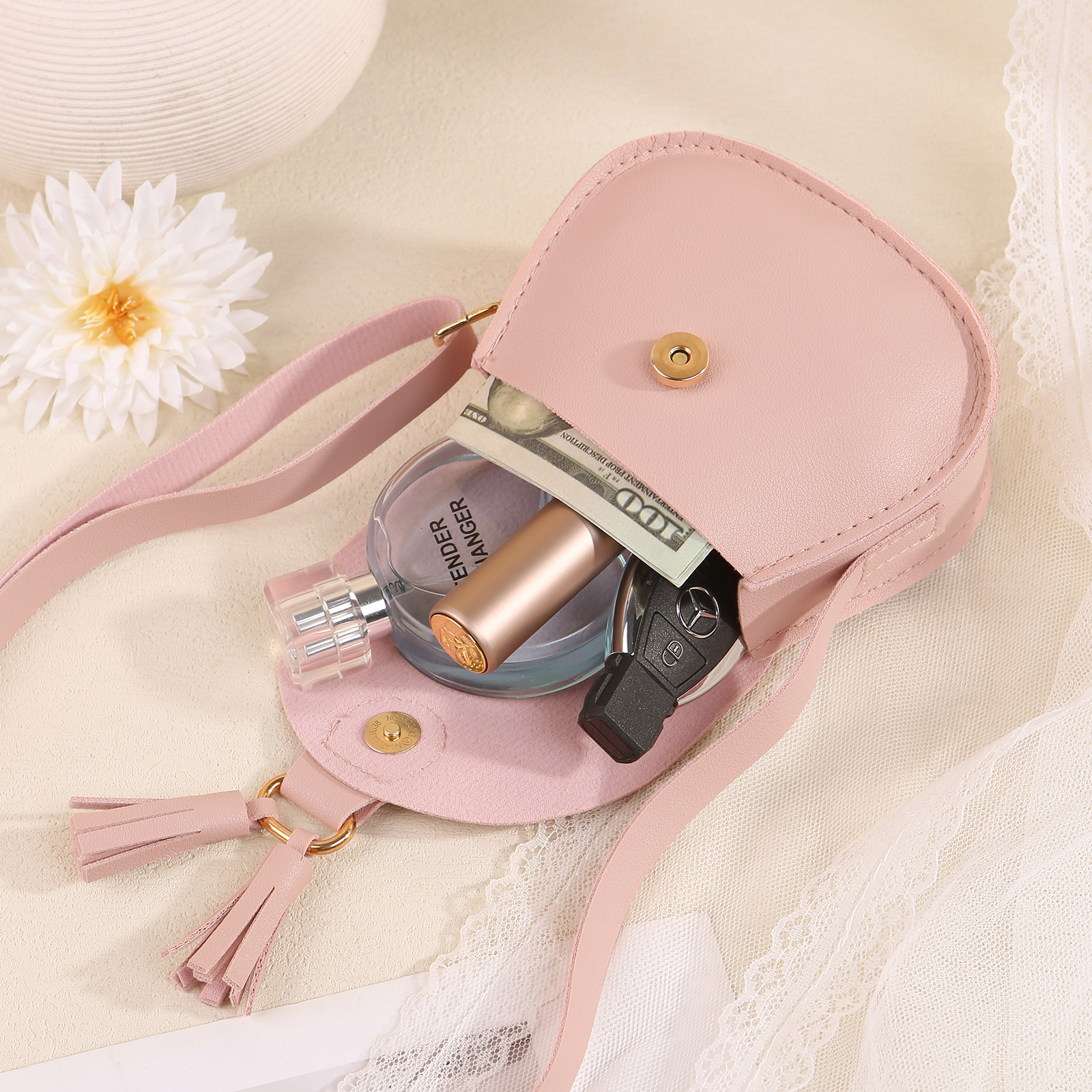 Personalisierter 1 Name Mädchen Quaste PU Leder Umhängetasche in 4 Farben