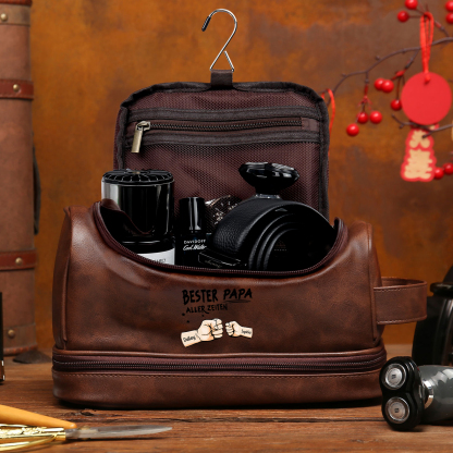 Personalisierter 2-6 Namen Kulturbeutel/Kosmetiktasche/Kulturtasche Herren, personalisiertes Geschenk-Bester Papa Aller Zeiten