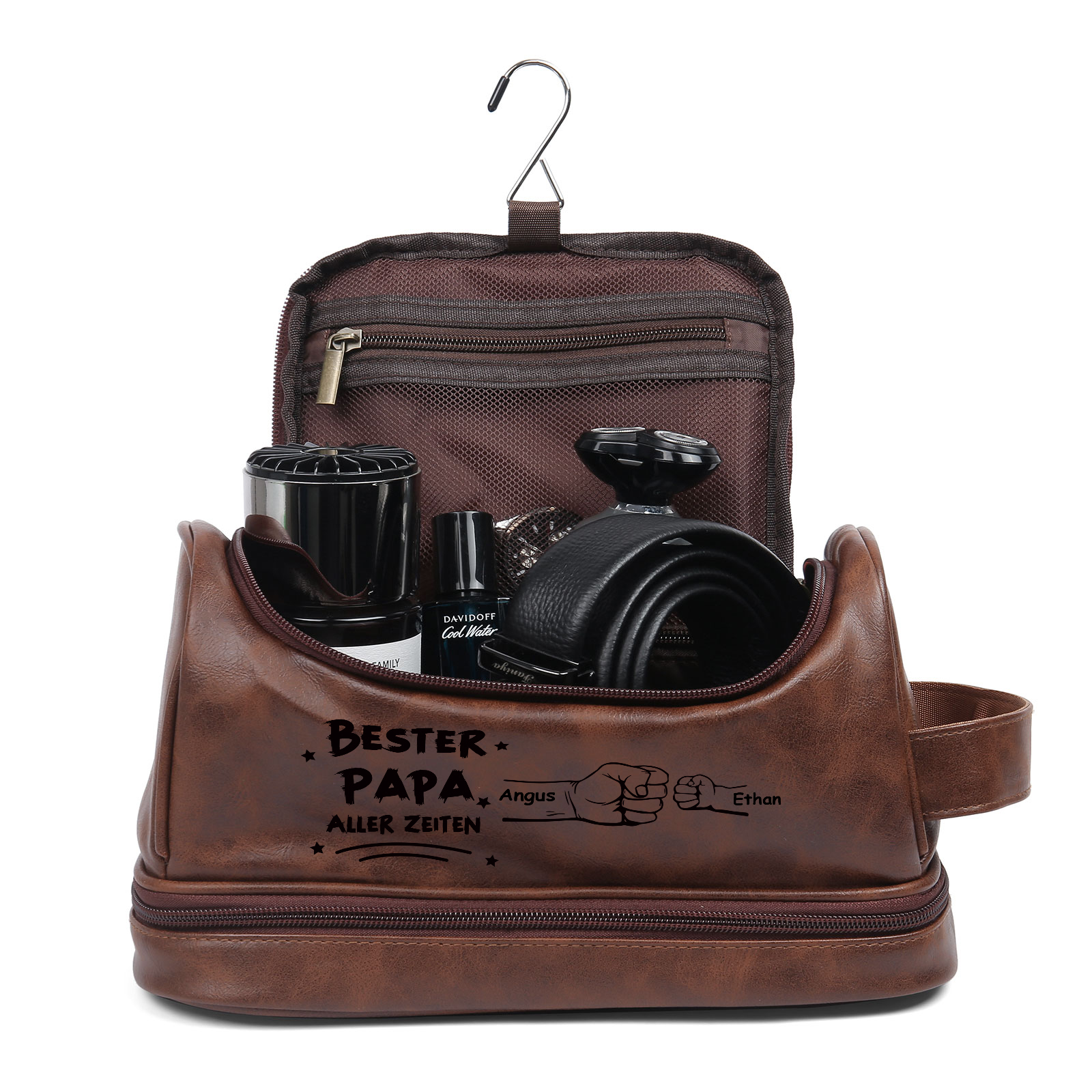 Personalisierter 2-5 Namen Kulturbeutel/Kosmetiktasche/Kulturtasche Herren, personalisiertes Geschenk-Bester Papa Aller Zeiten
