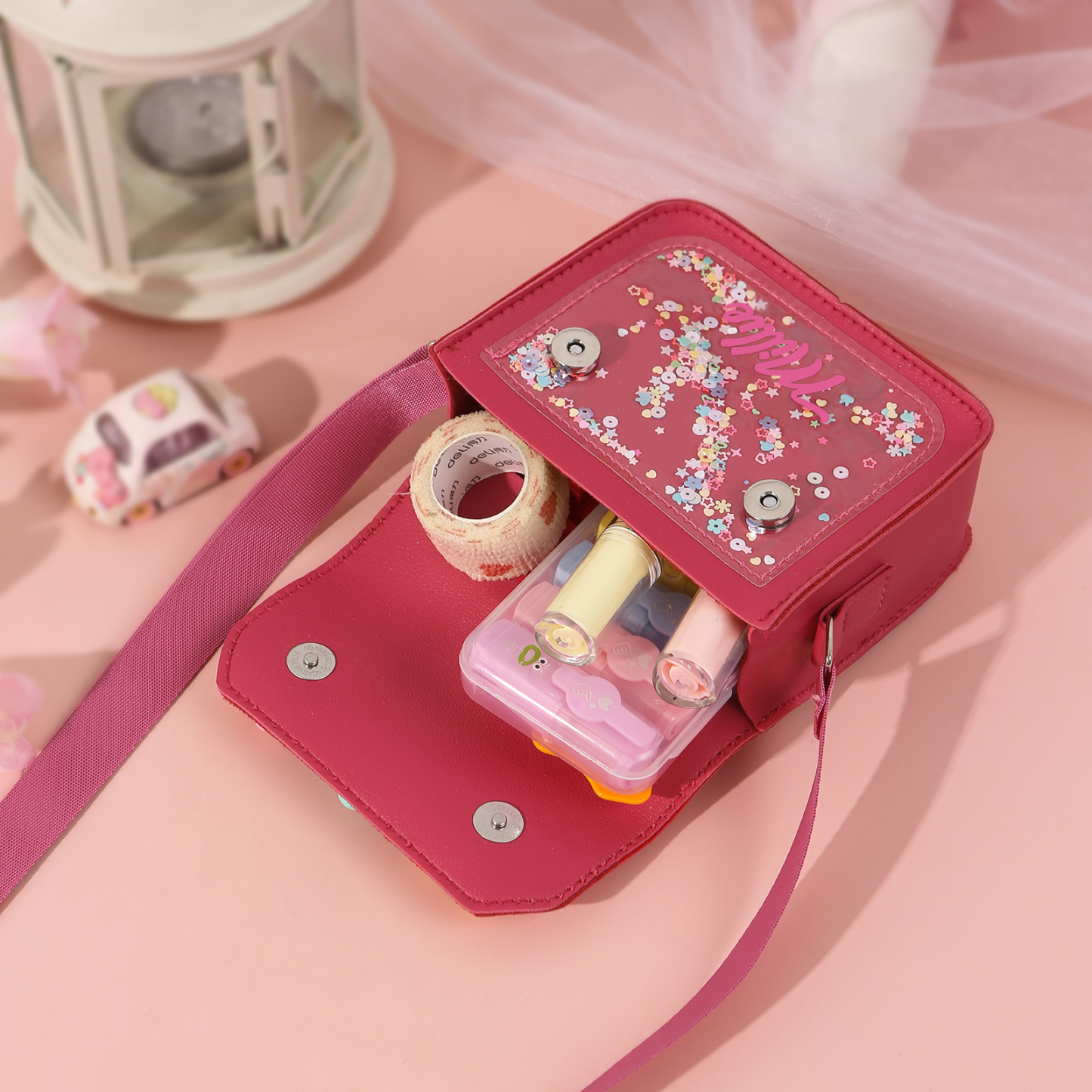 Personalisierter 1 Name in 5 Farben Mädchen Quaste PU Leder Umhängetasche in 3 Farben-Geschenk für Kinder