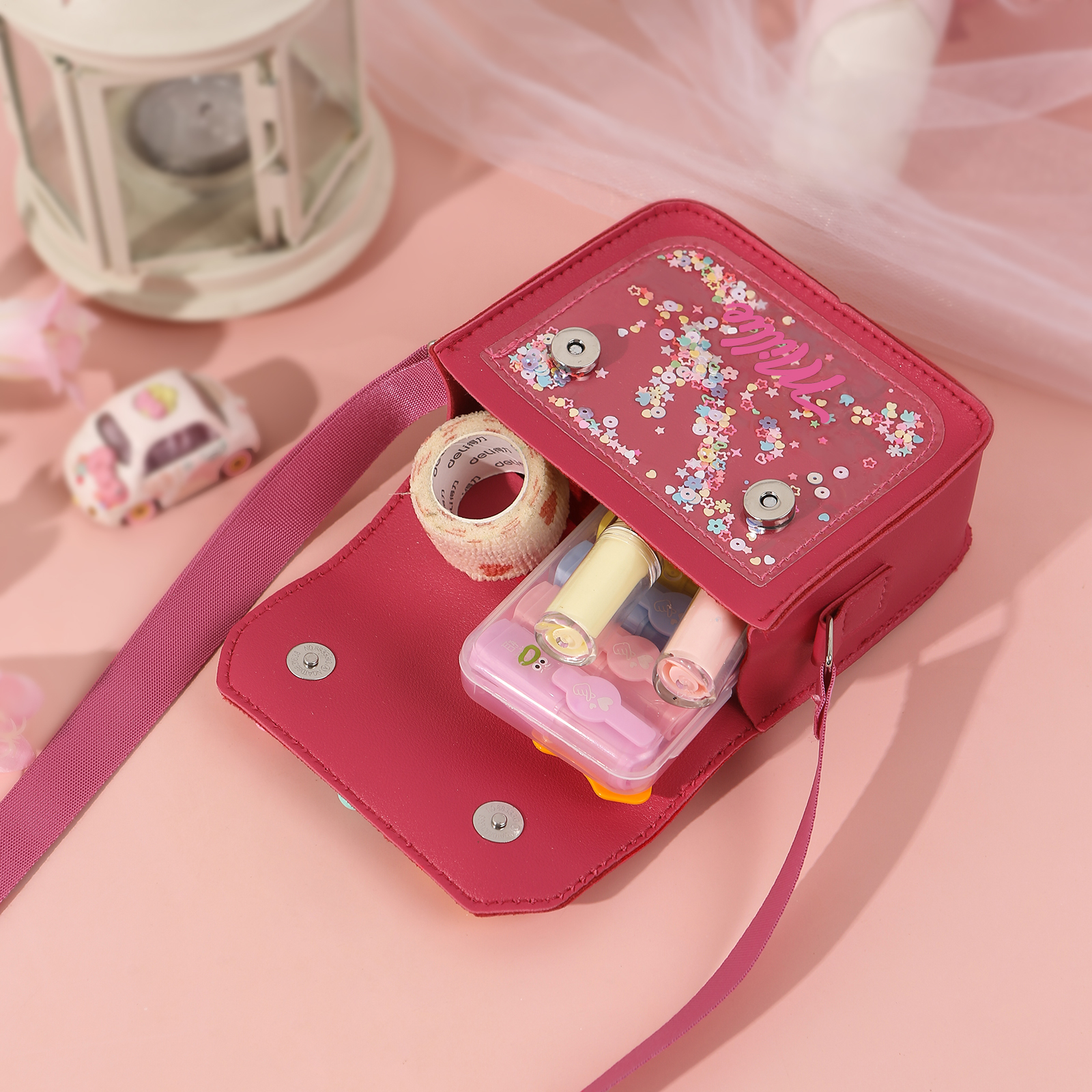 Personalisierter 1 Name in 5 Farben Mädchen Quaste PU Leder Umhängetasche in 3 Farben-Geschenk für Kinder