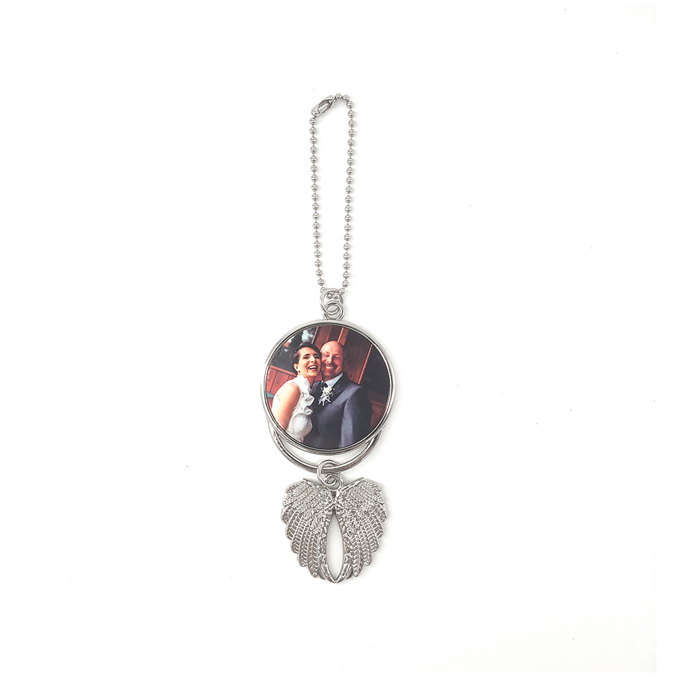 2 Fotos personalisierbarer Fotoanhänger mit Flügeln – Ein einzigartiges Geschenk für die Familie