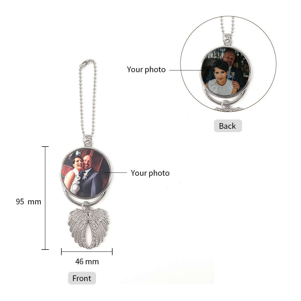 2 Fotos personalisierbarer Fotoanhänger mit Flügeln – Ein einzigartiges Geschenk für die Familie