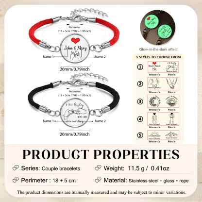 Leuchtende personalisierte Partnerarmbänder mit Namen – Valentinstagsgeschenk