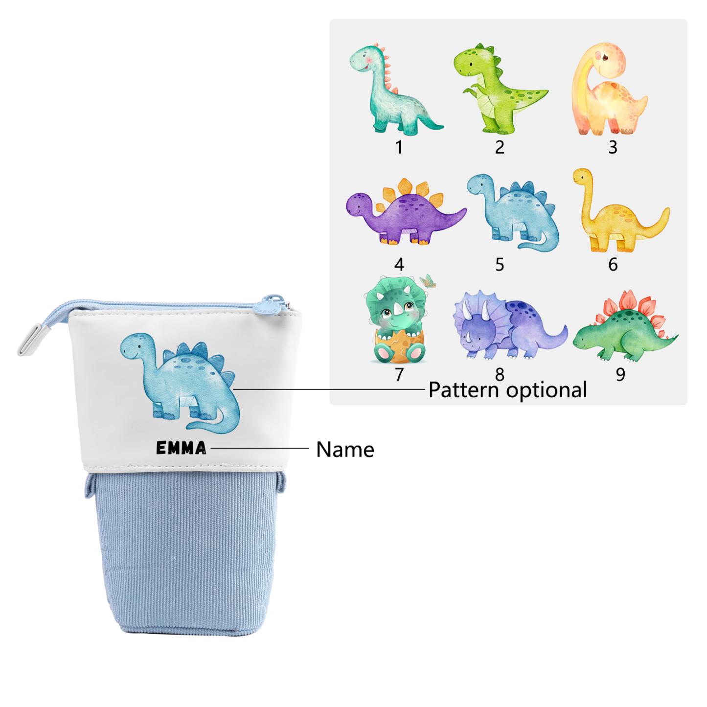 Schulanfang Geschenkset-Personalisierter Name & Datum Dino Emaille Tasse & Personalisierter Name Stifteetui & Diono Armband Set - Geschenk für Schulkind mit Geschenk Box