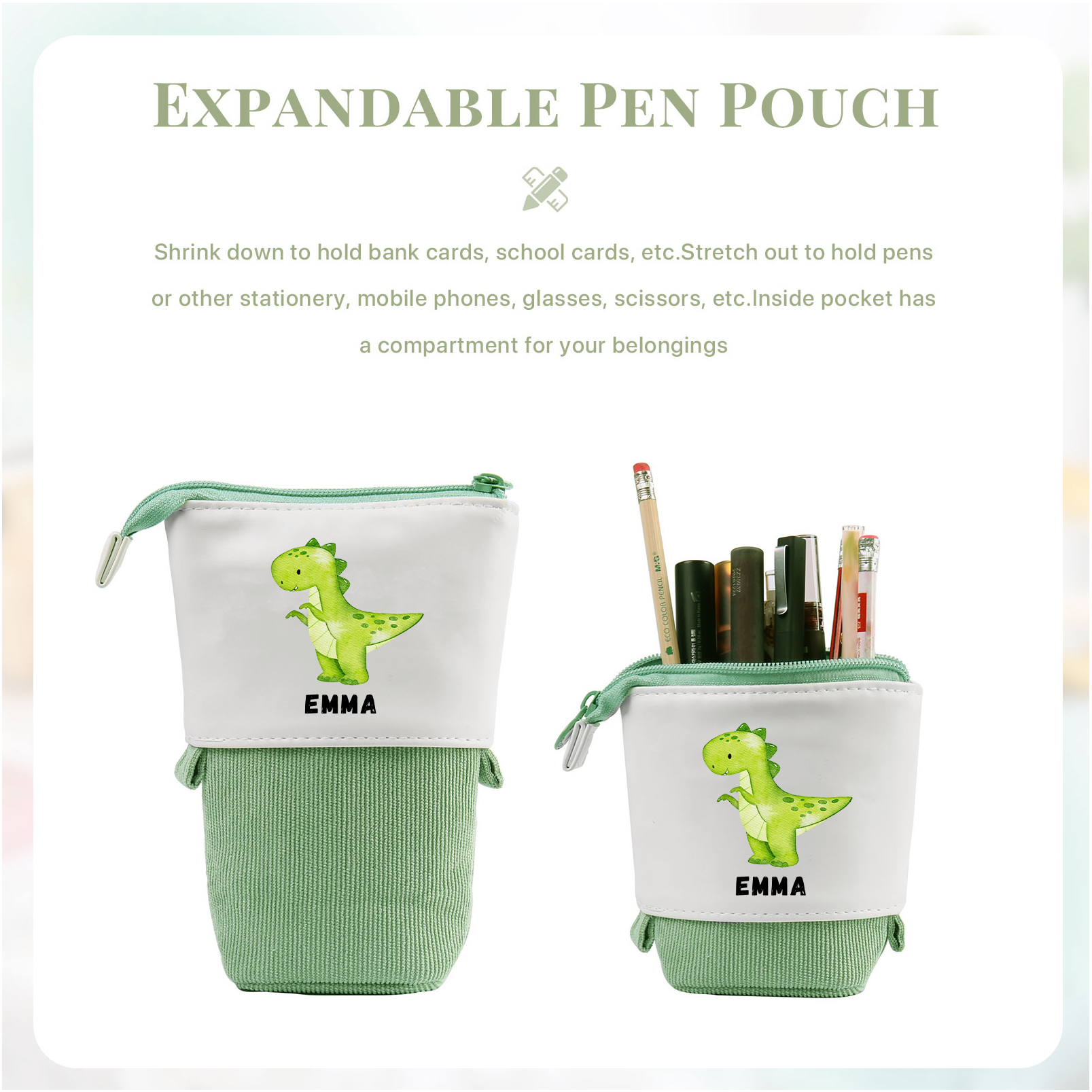 Schulanfang Geschenkset -Personalisierter Name & Datum Emaille Tasse & Dino Stifteetui Stifttasche & Dino Armbänder Set - Geschenk für Schulkind mit Geschenk Box