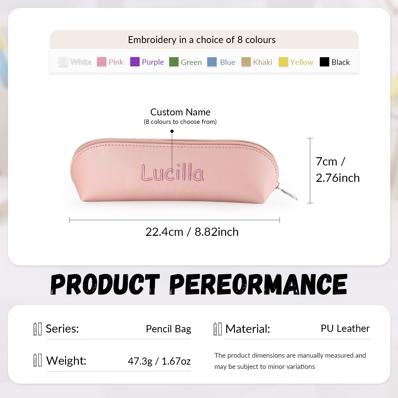 Personalisierter Name in 8 Farben Leinwand PU-Leder Stifteetui Stifttasche