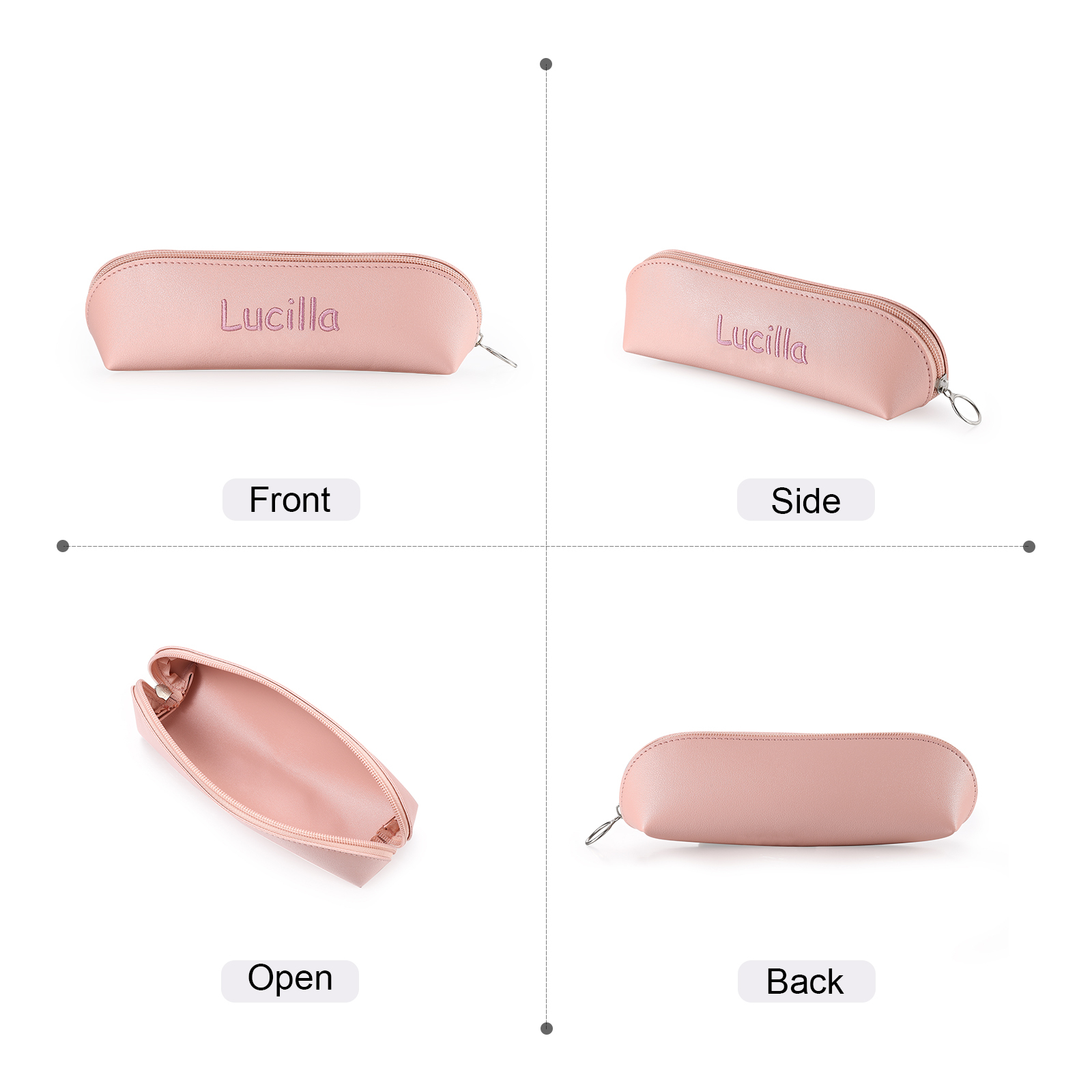 Personalisierter Name in 8 Farben Leinwand PU-Leder Stifteetui Stifttasche