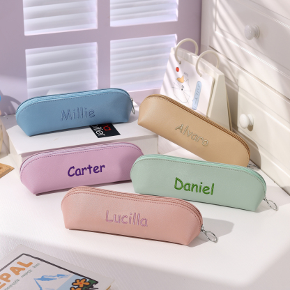 Personalisierter Name in 8 Farben Leinwand PU-Leder Stifteetui Stifttasche