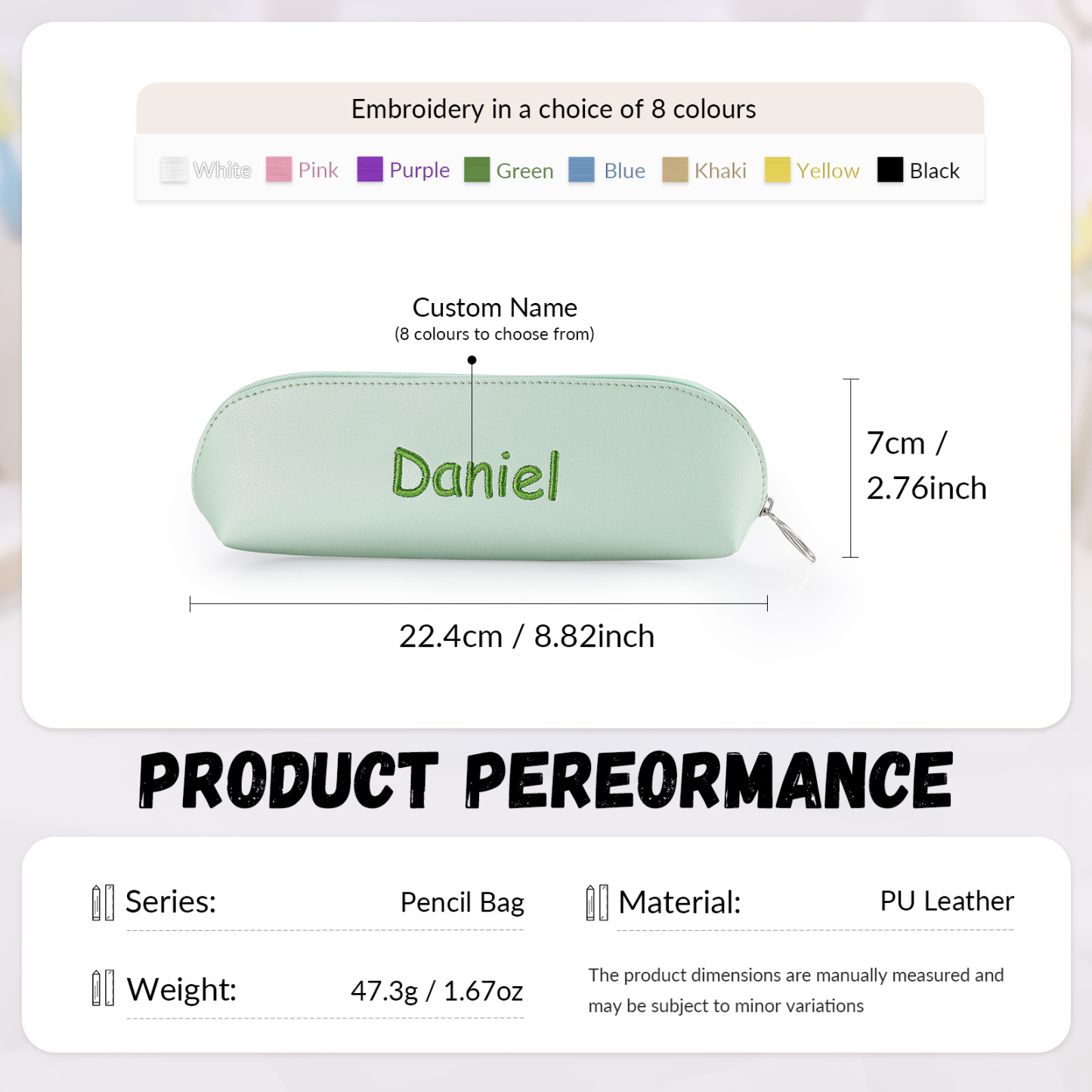 Personalisierter Name in 8 Farben Leinwand PU-Leder Stifteetui Stifttasche