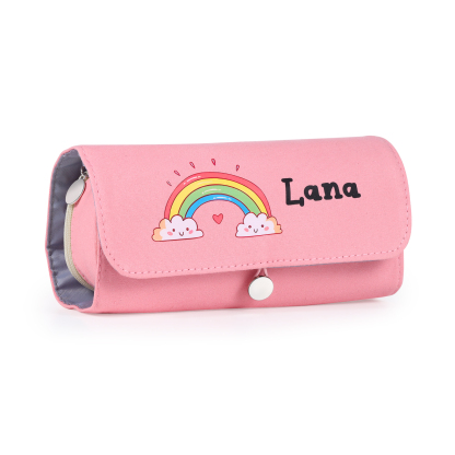 Personalisierter Name & Muster Leinwand PU-Leder Stifteetui Stifttasche