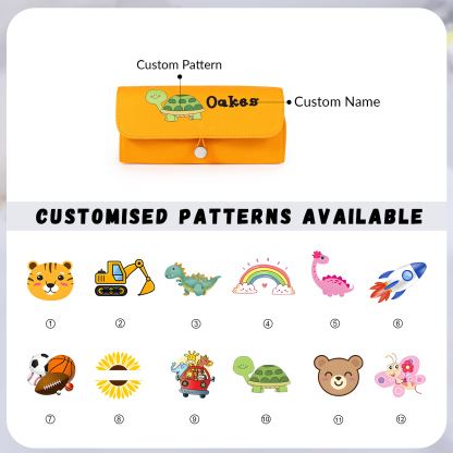 Personalisierter Name & Muster Leinwand PU-Leder Stifteetui Stifttasche