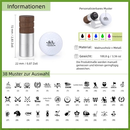 Personalisierter Golfball-Stempel aus Walnussholz Individueller Logostempel