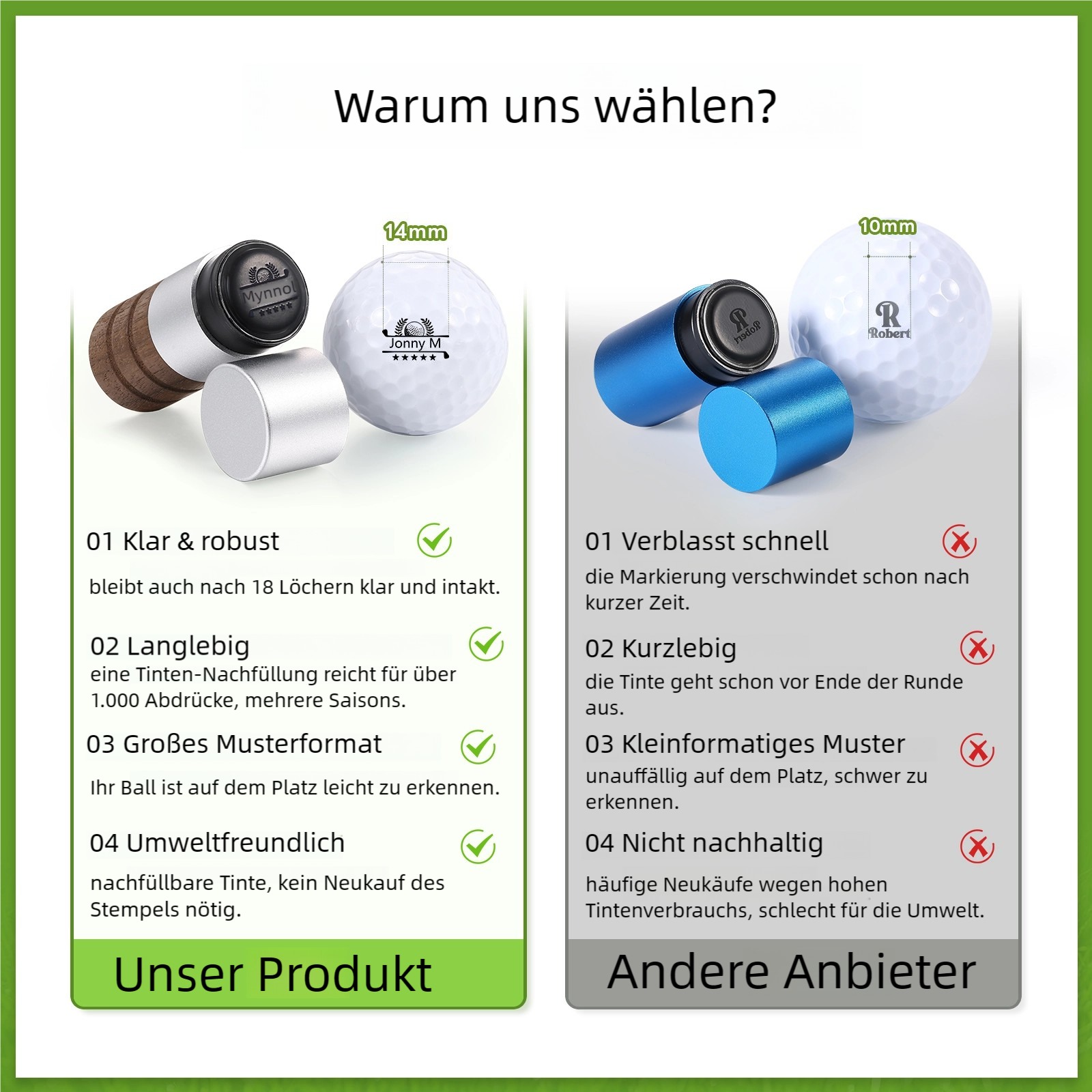 Personalisierter Golfball-Stempel aus Walnussholz Individueller Logostempel