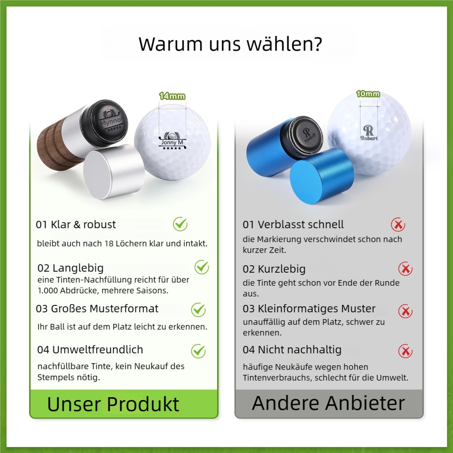 Personalisierter Golfball-Stempel aus Walnussholz Individueller Logostempel