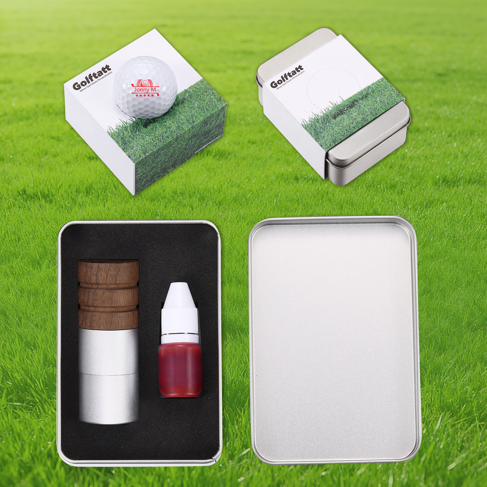 Personalisierter Golfball-Stempel aus Walnussholz Individueller Logostempel