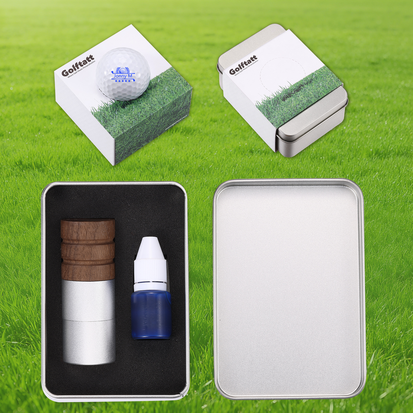 Personalisierter Golfball-Stempel aus Walnussholz Individueller Logostempel