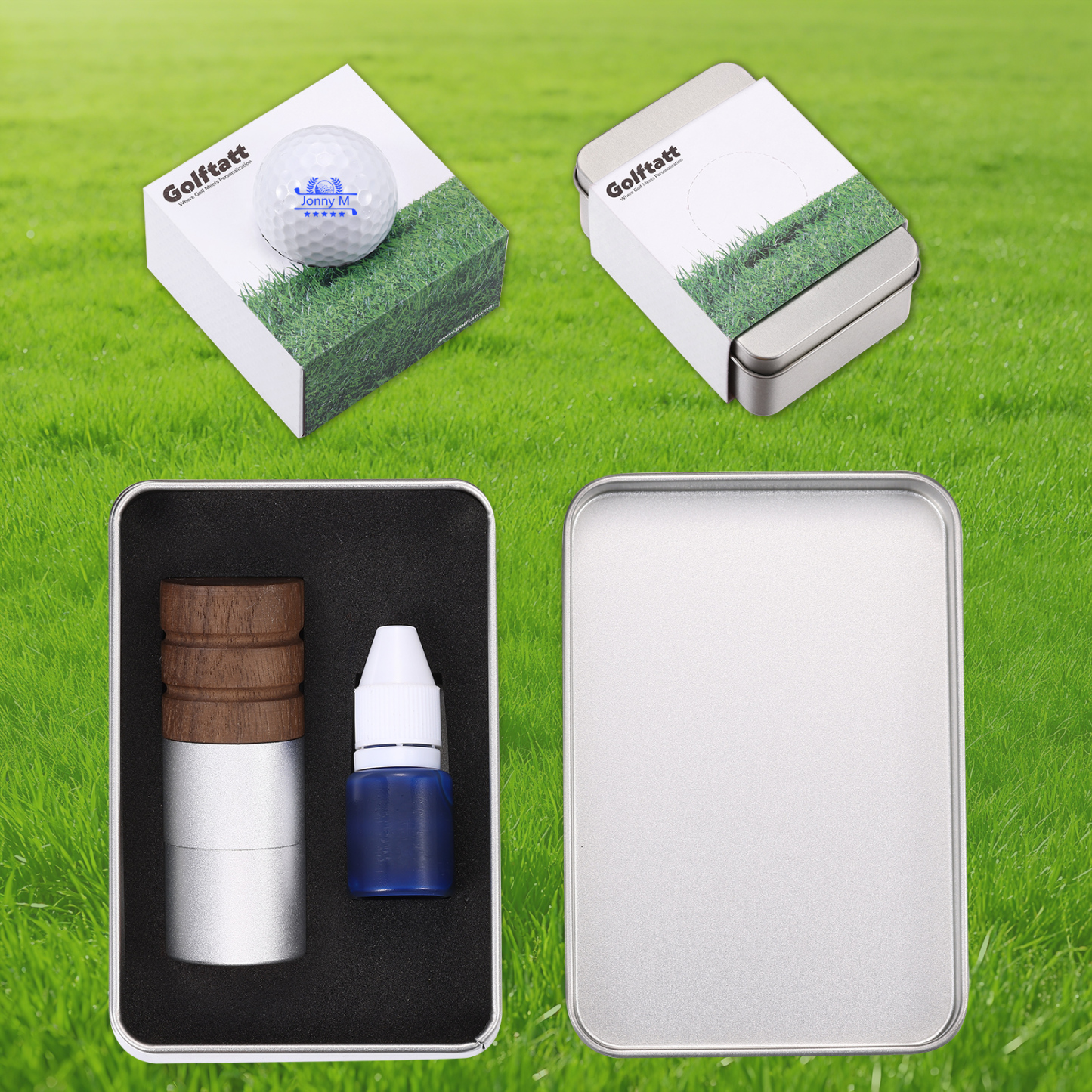 Personalisierter Golfball-Stempel aus Walnussholz Individueller Logostempel