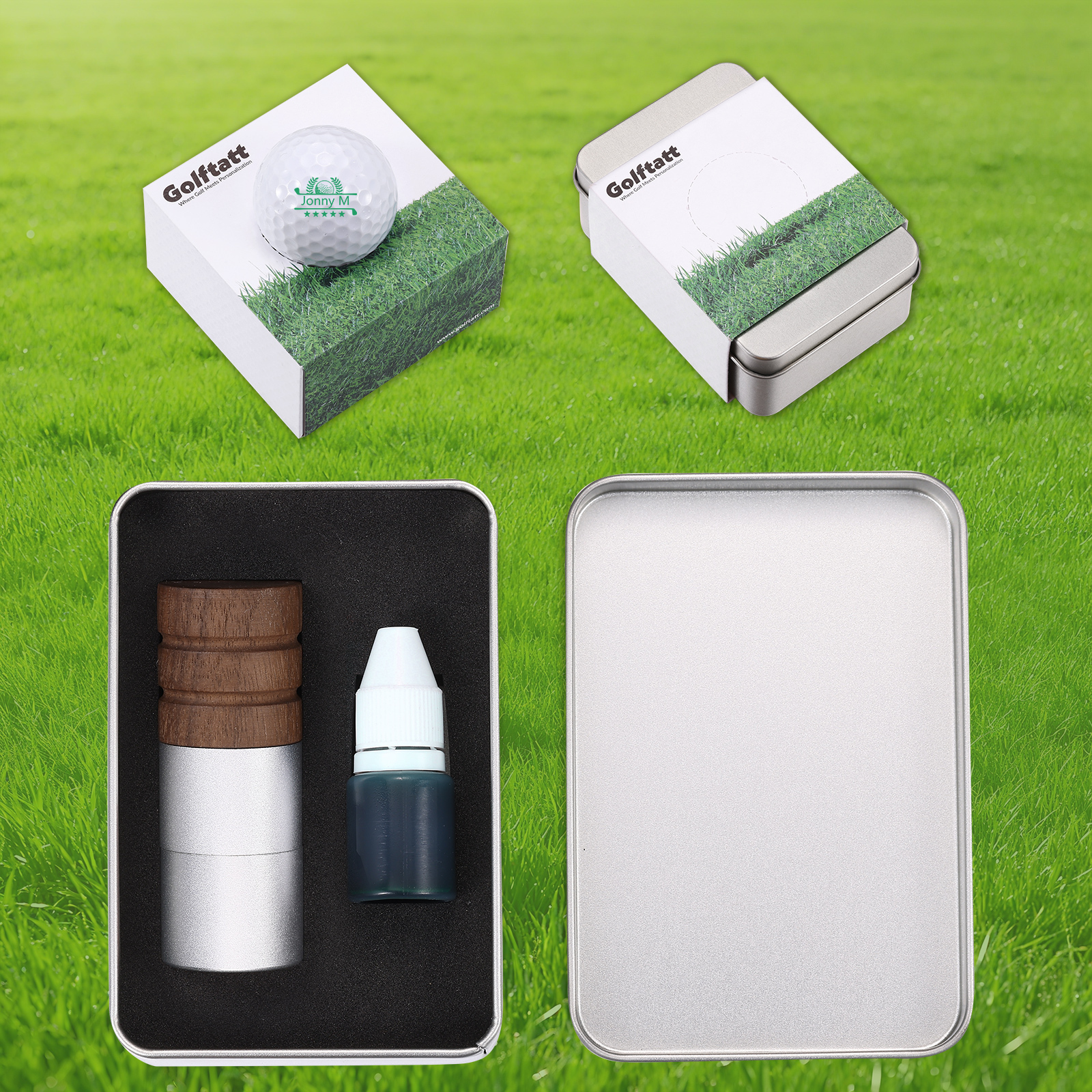 Personalisierter Golfball-Stempel aus Walnussholz Individueller Logostempel