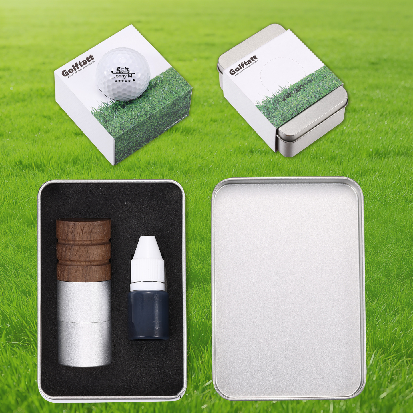 Personalisierter Golfball-Stempel aus Walnussholz Individueller Logostempel