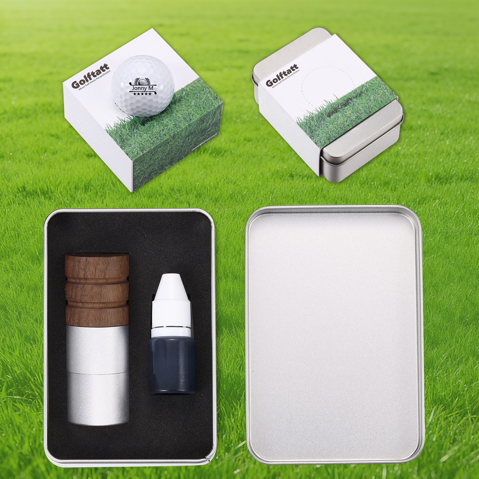 Personalisierter Golfball-Stempel aus Walnussholz Individueller Logostempel